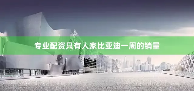 专业配资只有人家比亚迪一周的销量